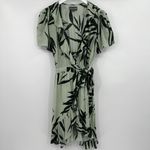 Michael Stars  Paradiso Palms‎ Wrap Tropical Green Dress Short Sleeves Size Small Photo 1