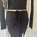 Just Polly Ribbed Strappy Skirt and Cropped Long Sleeve Set Black Photo 2