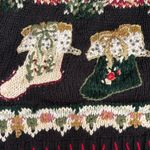 Vintage Tiara International Christmas Sweater Vest Large Black Red Tree Knit Photo 6