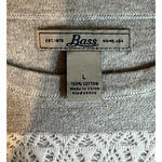 Bass Womens Pullover Sweater Size L Gray White Lace Stripe Long Sleeve Cotton Size L Photo 1