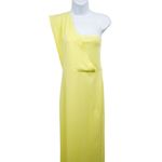 Pretty Little Thing Light Lime One Shoulder Maxi Gown Dress Back Slit Crepe Photo 5