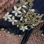 Vintage 100% Silk Papell Boutique Sequin Cardigan Shrug Size M Gold Size M Photo 3