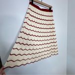 Handmade Vintage Crocheted Skirt Sz M Boho Holiday Red White Stripe Holiday Knit Photo 1