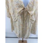 See By Chloe  yellow Floral Print blouse Silk Blend Short Sleeve Boho Size 42 Photo 14
