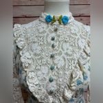 Vintage Floral High Neck Crochet Long Sleeve Prairie Dress Photo 5