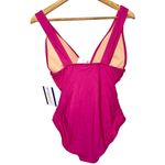 J.Crew NWT  Long-Torso Ruched V-neck One-Piece Swim Radiant Fuchsia Pink Size 2 Photo 4
