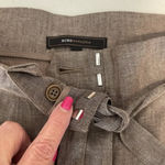 BCBG Maxazria Brown Linen Paperbag Pants Size 8 Wide Leg Academia Career Classic Photo 6