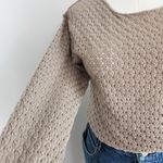 Vintage 90s Taupe Brown Open Knit Long Sleeve Pullover Sweater Top Neutral L Size L Photo 3