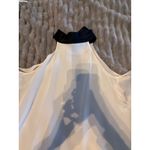 Ramy Brook  White Cold Shoulder Mock Neck Tie Back Bell Sleeve Blouse Top M Photo 3