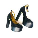 Tony Bianco  Jaguar Platform Heels sz 7 Black Como Leather Ankle Strap Pump Photo 8
