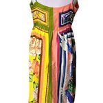 Farm Rio  Double Scarf Pastel Midi Dress Cut Out Womens Large Tropical Buttons Photo 1