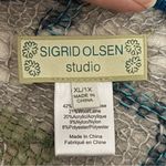 Sigrid Olsen  Poncho Crocheted Open Knit Chevron Wool Art To Wear Blue Green Grey Photo 9