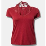 Torrid B26-Women's  T-Shirt Size 4X plus size Red V-Neck Lace Halter Top Photo 2