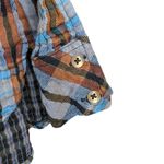 Free People Shirt Plaid Embroidered Blue Brown Western Style Small Photo 2