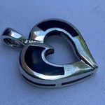 Women's Silver and Black Heart Pendant, Sterling Silver Fine Love Jewelry Photo 6