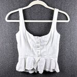 Princess Polly  White Linen Blend Peplum Button Front Corset Crop Tank Top Size 2 Photo 1