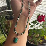 Handmade  Malachite + Hematite Beaded Necklace with Malachite Pendant 💚 Photo 5