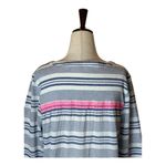 Vineyard Vines  Cover Up Women Large Blue White Stripe Cotton Tassels Tunic Beach Photo 3