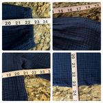 Just living Navy Cotton Gauze Peasant Blouse M Boho Forest Fairy Coastal Slub Photo 5