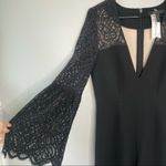 BCBGMAXAZRIA Black V-Neck Bell Sleeve Jumpsuit Photo 3