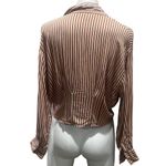 Amuse Society  Kala Blouse L Reddish Brown Striped Long Sleeve Button-Up Photo 2
