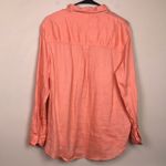 H&M Women’s Linen Orange Button-Up Hi-Low Long Sleeve Shirt Photo 5