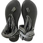 Sanuk  Yoga Slingback Black & White Striped Sandals Photo 0