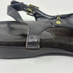 Ralph Lauren  Women’s Black Pu Leather Sling Back Thong Sandals Size 8 Photo 4