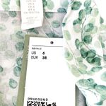 H&M White Green Eucalyptus Plant Print Ciottagecore Midi Split Skirt Size 6 Photo 2