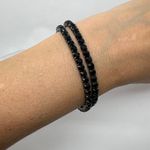 2 Black Rhinestone Tennis‎ Bracelet Silver Tone Flexible Dressy Costume Jewelry Photo 3