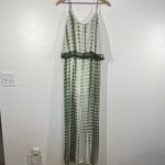 Strut & Bolt Green Tie Dye Fringe Trim Maxi Dress Boho Beach Spaghetti Strap S Photo 1
