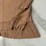 cupio High Low Crewneck Sweater Ribbed Sleeves/Hemline Womens Large Tan Cozycore Photo 2