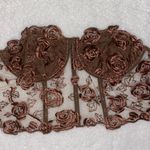 SheIn Brown Rose Strapless Top Photo 0