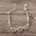 Lia Sophia  Love Dust Bracelet Pave Crystal Heart Silver Tone Braided Chain Photo 1