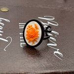 Handmade  Vintage Cameo Ring – Black & Orange Rose Halloween Jewelry Photo 1