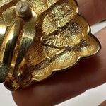 Erwin Pearl P.E.P. Black Enamel Clip On Earrings Gold Tone Square Photo 5