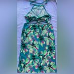 Floral Halter Cutout Dress Blue Size M Photo 3