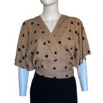 Ny Collection 7th Ave NY & Company Beige with black polka dots short sleeve wrap blouse​​ Photo 6