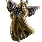 Gold Silver Tone Angel Brooch Holding Heart Accent Christmas Christian Religious Photo 1