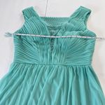 Alex Evenings Aqua Rhinestone Ruched Sleeveless Midi Stretch Mesh Dress Size 8 Photo 7