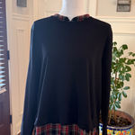 J.Jill  NWOT Oversized Navy Top with Red Plaid Detail and Zipper in Back Photo 0