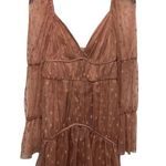 ASOS  Design Tiered Satin Mesh Mini Dress Size 4 Dusty Pink Long Sheer Sleeve NWT Photo 0