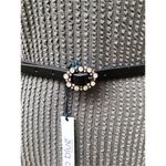 NWT Linea Pelle Black Rhinestone Skinny Belt Size M Photo 5