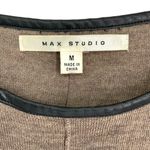 Max Studio  | Medium | 100% Merino Wool Leather Trim Front Pocket Knit Sweater Photo 1