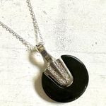 Black silver tone rhinestone pendant necklace Photo 0