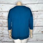 French Laundry NWT Size 1X Blue - Gold Faux Button V-Neck Rayon Knit Top Shirt Photo 2
