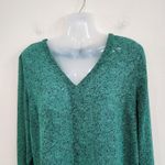 CAbi  Floral Long Sleeve V-Neck Sheer Work Blouse Green Career Wear Size Medium Photo 2