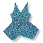 Michael Kors Michael Printed Mesh Peplum Tank Top Turquoise Blue XS Photo 12