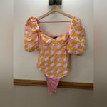 ZARA EUC  **Bloggers Fav** Printed Poplin Puff Sleeve Bodysuit Size Medium Photo 4