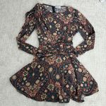 Preen by Thornton Bregazzi silk blend long sleeve draped flowy mini dress poppy Size 8 Photo 5